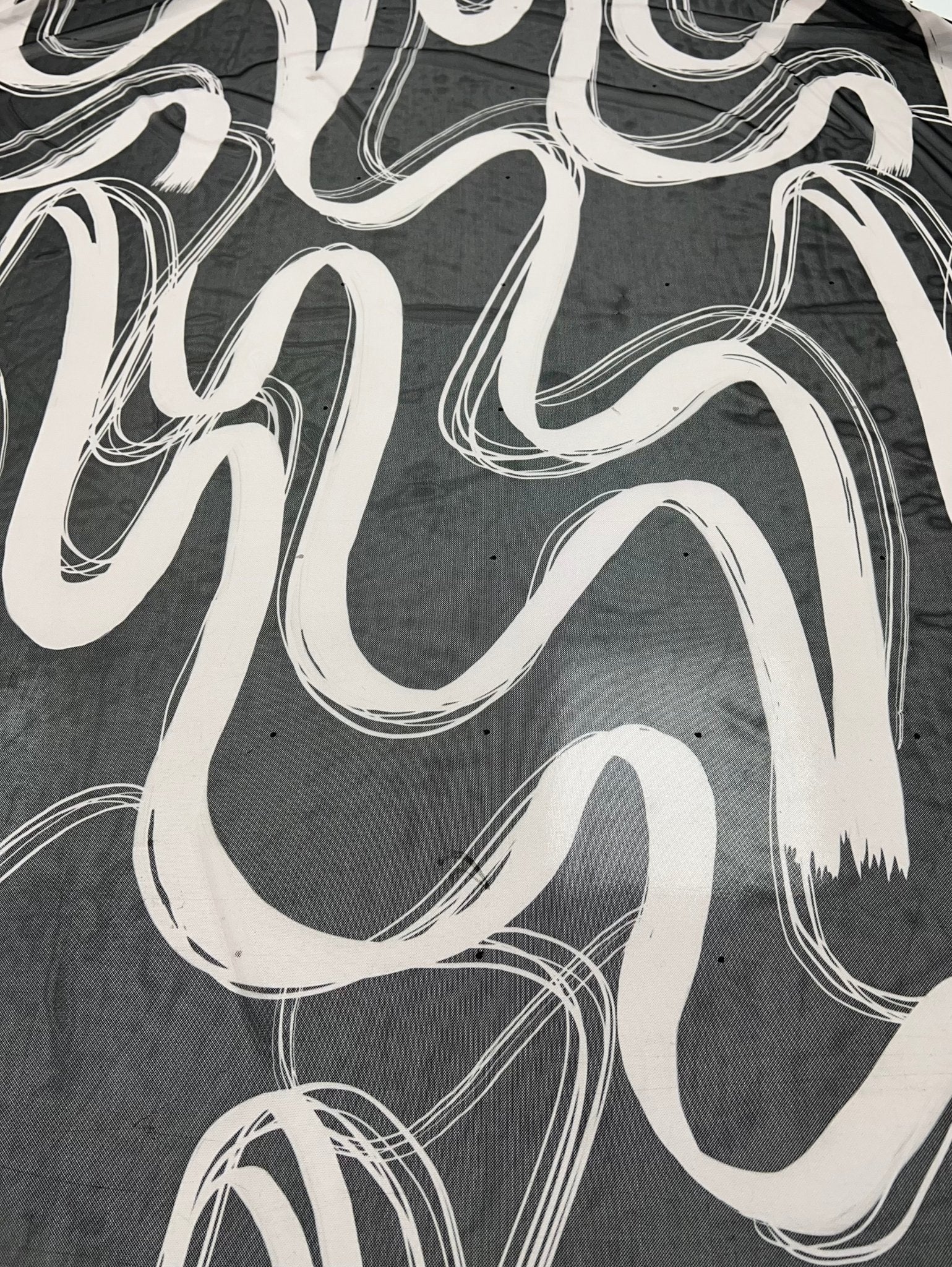 Black Swirl Print Mesh Fabric Stretch - T9 Fabrics